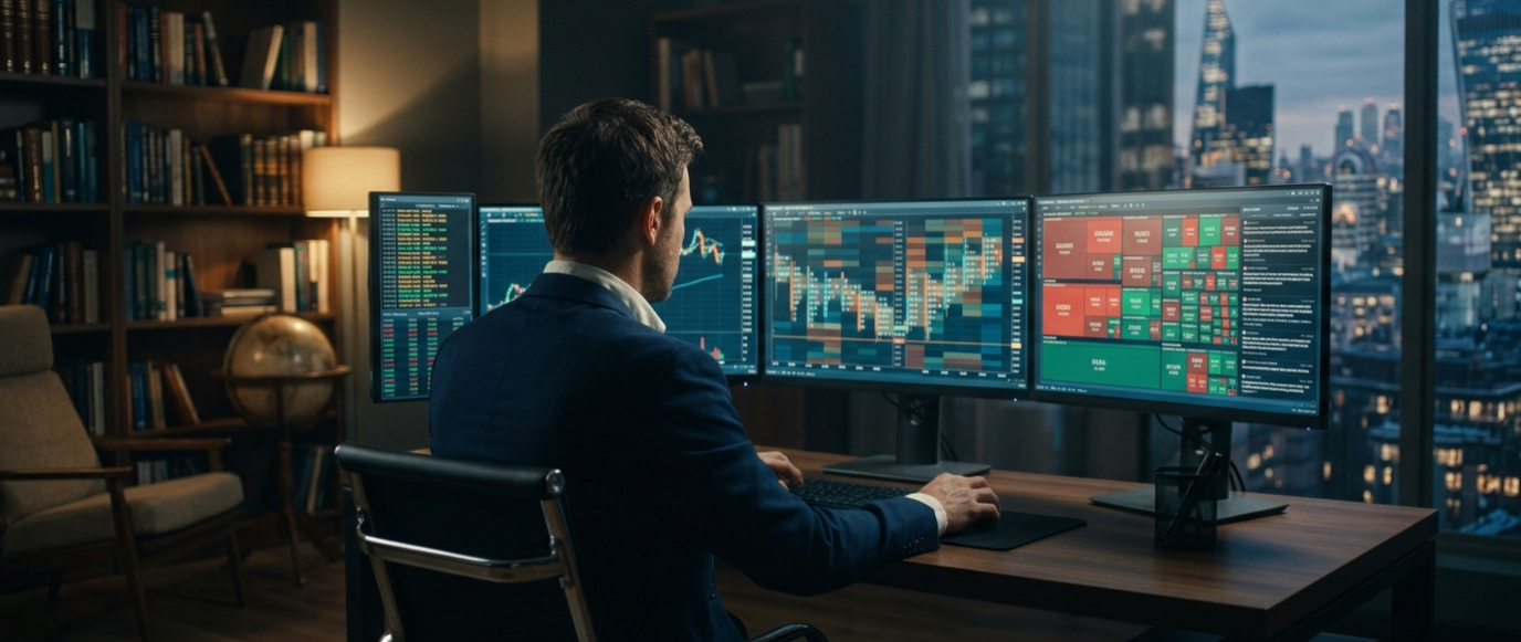 HQ Trader — profesjonalne stanowisko tradingowe z wykresami Order Flow